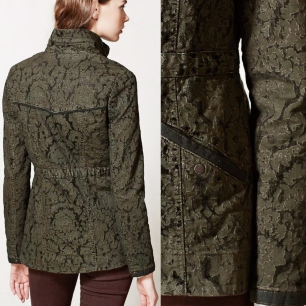 Anthropologie Hei Hei Green Floral Anorak